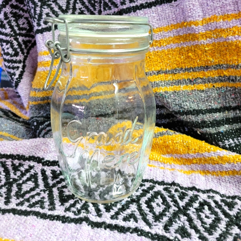 Rare Vintage Grand Mere glass latching lid jar made in Italy